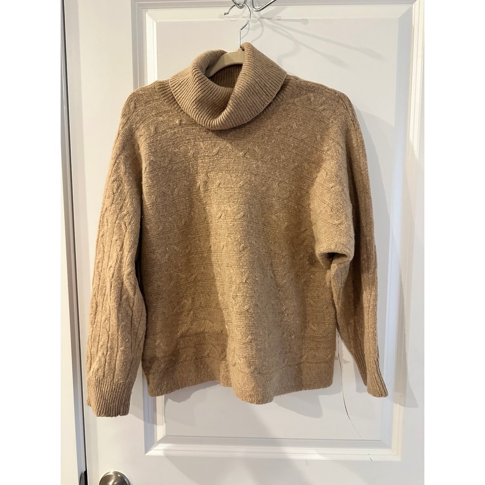 Bianco & Blu Wool & Cashmere Women's Turtleneck Cable Knit Sweater Italy